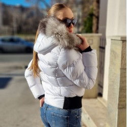Дамско яке с естествен пух от лисица, City Angels, Бяло, 7012